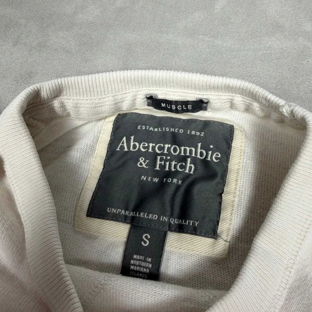 Y2K Mens Abercrombie & Fitch Muscle Fit Waffle Knit Long Sleeve Shirt White S